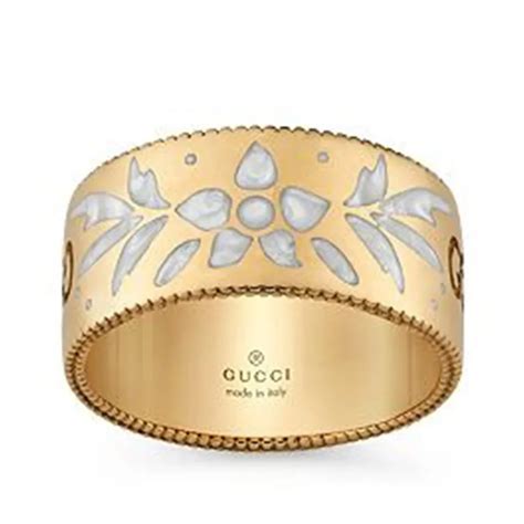 gucci 18k yellow gold blooms ring|GUCCI 18K Yellow Gold Enamel 6mm Icon Blooms Ring 49 4.75 .